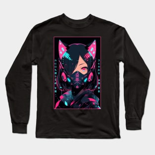 Anime Cat Girl | Quality Anime Design | Chibi Cat Girl Miaw | Manga Anime Art Long Sleeve T-Shirt